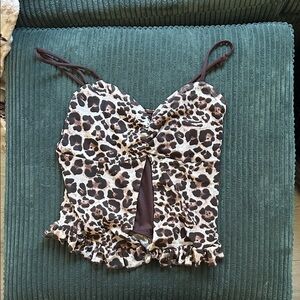 Leopard Print Ruffle Cami Top